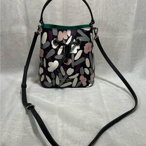 Kate Spade Eva Fete Floral Pebble Leather Bucket Crossbody, NWOT